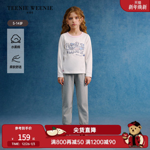 T恤打底衫 TeenieWeenie 女童纯棉圆领印花长袖 25年款 Kids小熊童装