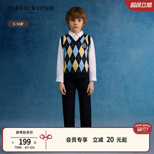TeenieWeenie 舒适男童学院风小V领针织毛衣马甲 Kids小熊童装