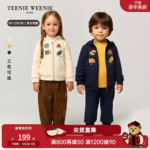 外套长裤 TeenieWeenieKids小熊童装 25秋冬男女宝加绒连帽卫衣开衫