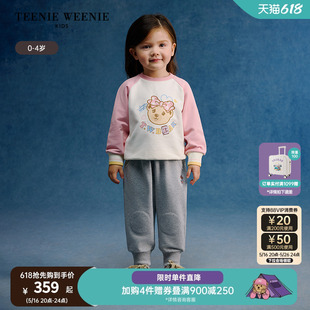 女寶寶圓領(lǐng)印花衛(wèi)衣衛(wèi)褲 TeenieWeenie 25年新款 套裝 Kids小熊童裝