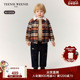 TeenieWeenie 秋冬男宝宝毛绒翻领格纹衬衫 Kids小熊童装 25年新款