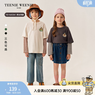 T恤衫 TeenieWeenie 撞色假两件长袖 舒适男女童时尚 Kids小熊童装