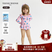 防晒TeenieWeenieKids小熊童装 夏季 款 UPF40 女宝宝泳衣泳帽套装