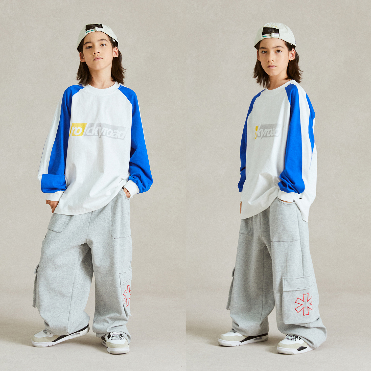 ROCKYROAD童装儿童街舞演出服字母印花插肩上衣hiphop街舞潮服