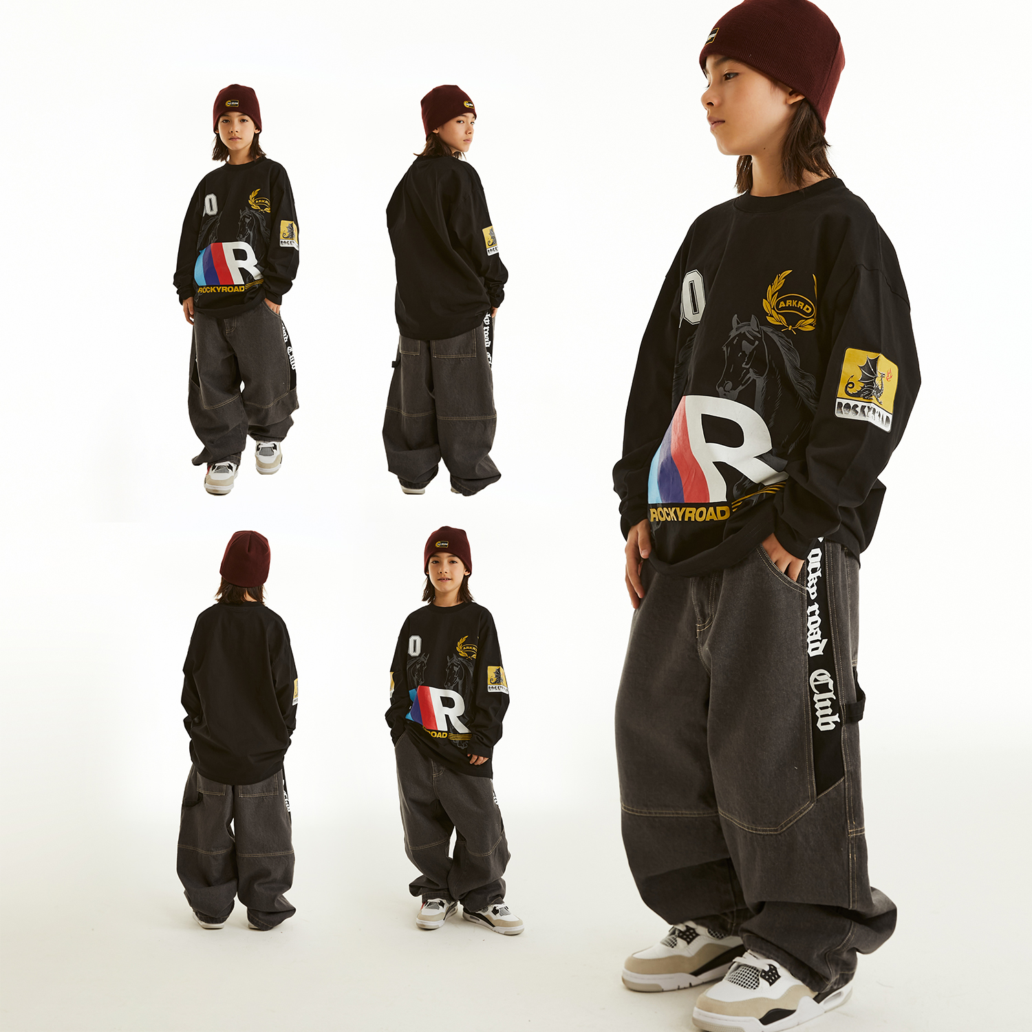 ROCYROAD童装hiphop街舞潮服美式字母印花breaking服饰嘻哈演出服