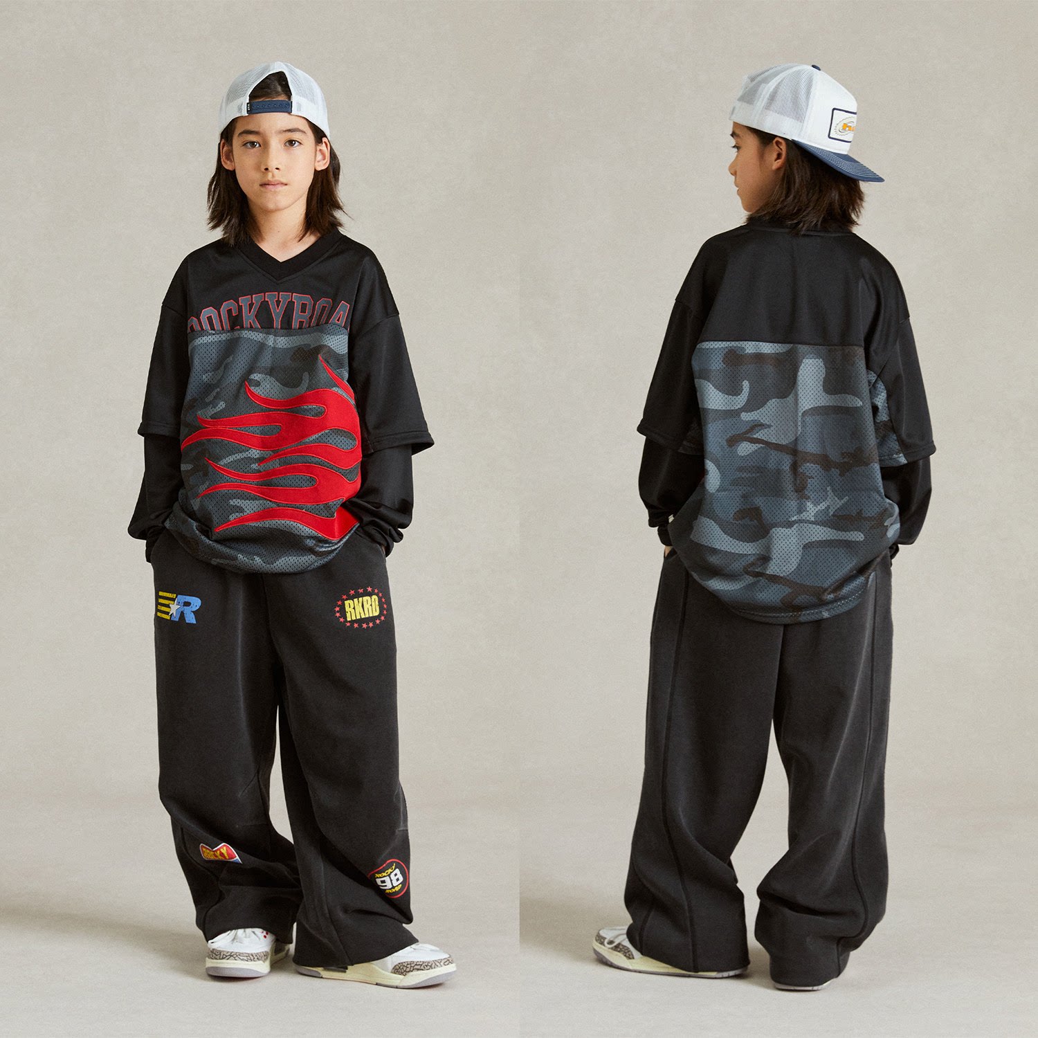 ROCKYROAD童装少儿街舞演出服hiphop街舞潮服圆领球服卫衣套装图片