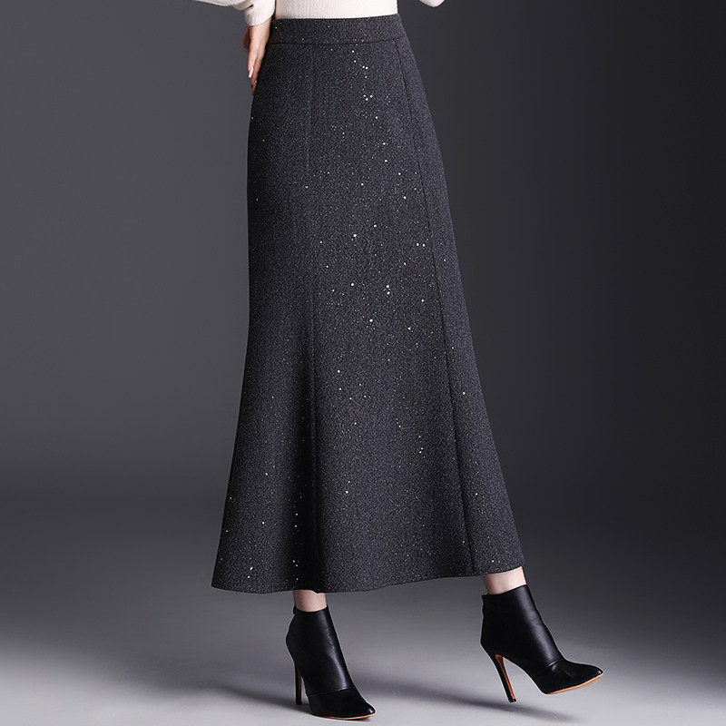 小香风鱼尾裙秋冬款裙子气质长裙毛呢半裙包臀裙灰色半身裙女冬裙,女装/女士精品,半身裙,淘宝优惠券,粉丝福利购,淘宝优惠卷