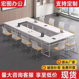 教育机构培训桌长条美甲桌子学生辅导补习桌双人课桌直播桌椅组合