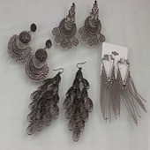 中古老货 15DR 仅此一批B4 品牌纯金属长款 做旧银镂空耳环