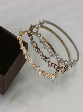 轻奢破碎感镶钻半圈锆石铜制手镯