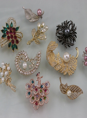 中古货 品牌古典珍珠钻饰胸针高级感优雅胸花别针 仅一批H3*4ET