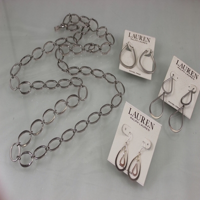 品牌极简铜制系列长项链耳环