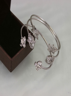 轻奢破碎感镶钻锆石水晶铜手镯