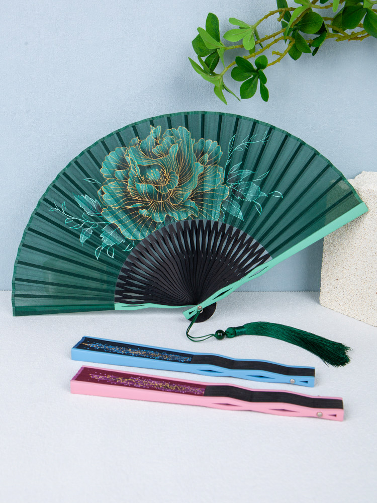 扇子古风折扇中国风女式夏天汉服旗袍舞蹈扇新中式国风牡丹折叠扇