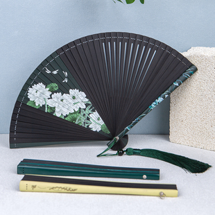 扇子中式全竹折扇古式竹扇古汉旗袍走秀工艺扇子舞扇子折扇