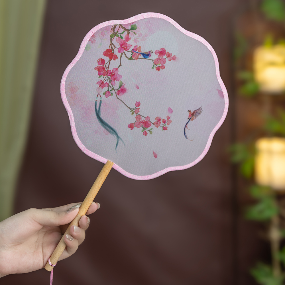 古风团扇中国风双面半透明宫扇圆形扇子古典舞蹈女式汉服旗袍小扇