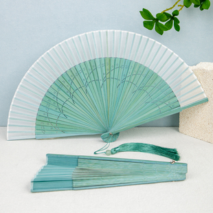 新款 折扇古风中夏天耐用旗袍舞蹈竹扇可定制折叠扇子 扇子国风女式