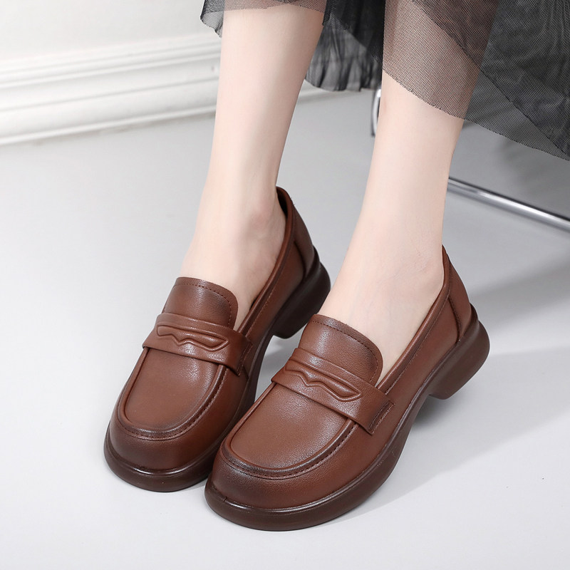 新爆款女士皮鞋低跟方跟防滑乐福鞋轻便超软妈妈单鞋套脚秋季,女鞋,乐福鞋（豆豆鞋）,淘宝优惠券,粉丝福利购,淘宝优惠卷