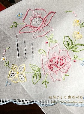 抽纱复古手工手绢纯棉刺绣