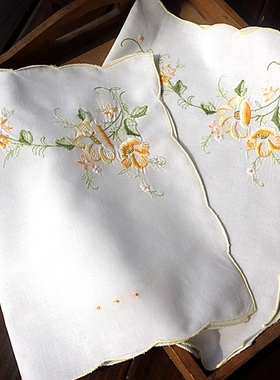 外贸纯棉小机绣美式田园复古布艺餐垫盘垫扶手巾 33X48CM 28X42CM