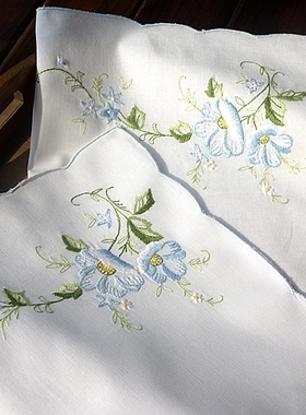 外贸纯棉手推绣美式田园复古布艺餐垫盘垫扶手巾 33X48CM 28X42CM