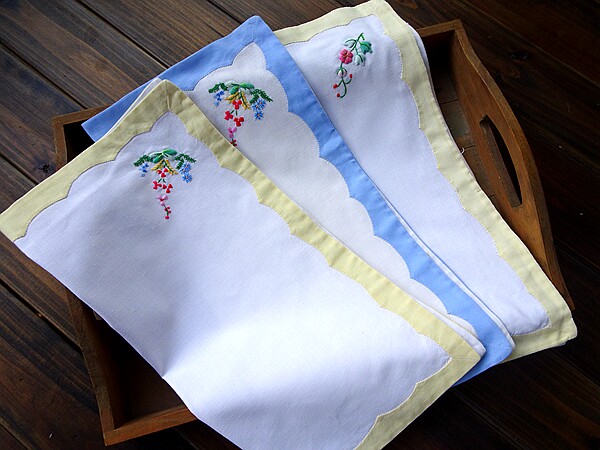 外贸纯棉手工刺绣贴布绣工艺餐巾小方巾装饰垫 包边两色 34cm超值