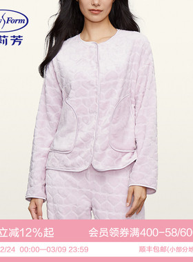 安莉芳新品法兰绒圆领长袖女士家居服套装加厚可外穿睡衣EL00644