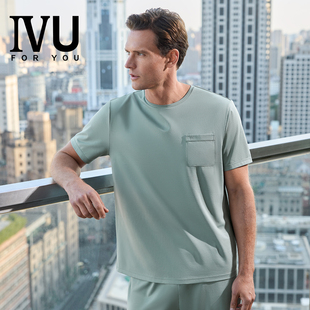 安莉芳旗下IVU男士 棉质家居上衣舒适睡衣UL00172 专柜新品 圆领短袖