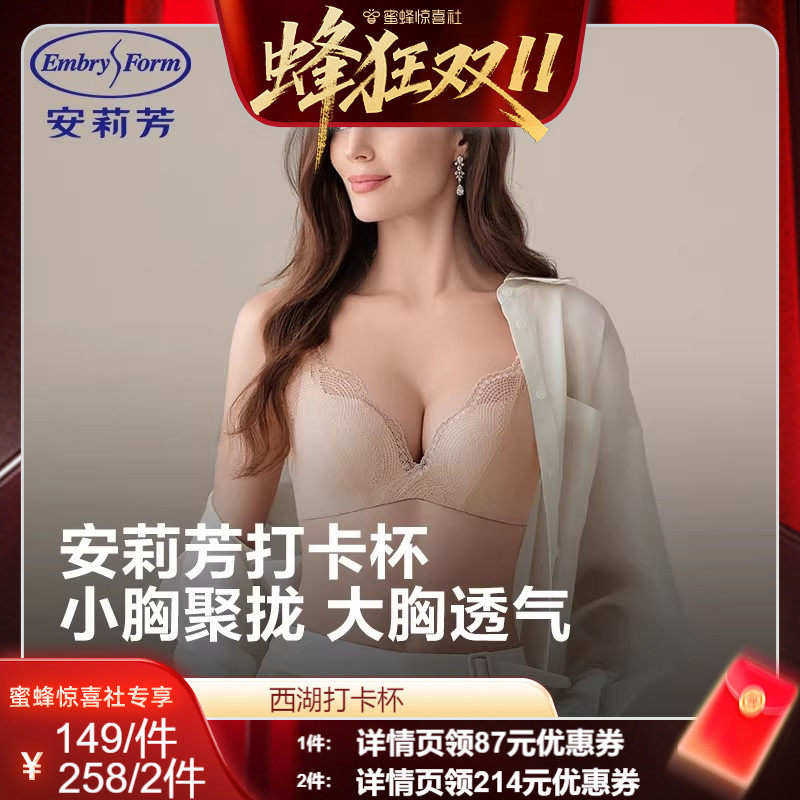 【蜂狂双11】安莉芳打卡杯小胸聚拢女士蕾丝无钢圈内衣