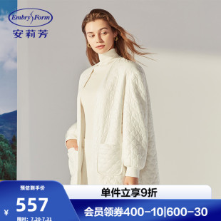 安莉芳商场同款 宽松白色舒适睡袍EL00478 女士冬季 简约家居服长袖