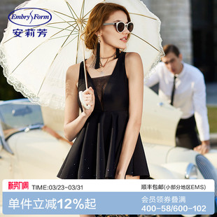 安莉芳女士裙式 遮肉显瘦温泉泳衣ES0935 分体泳衣蝴蝶结美背礼服款