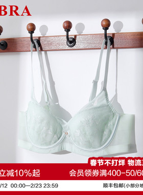 安莉芳旗下E-BRA女士蕾丝软钢圈收副乳防下垂薄款舒适文胸KB00333
