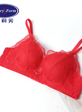 【列维斯蕾丝】安莉芳下厚上薄款无钢圈文胸女结婚红内衣EB00184