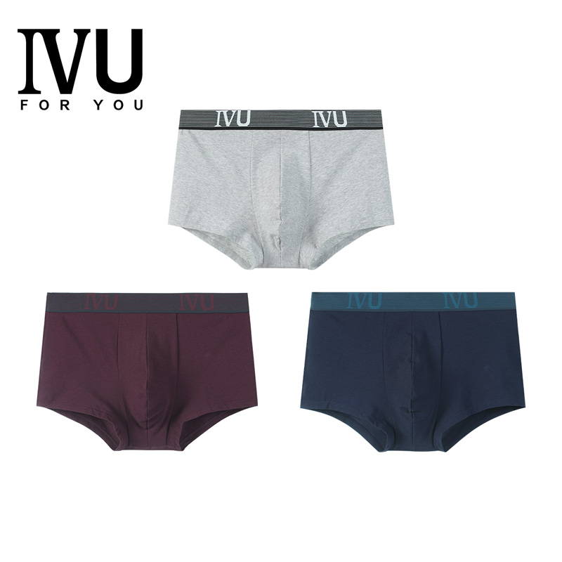 3条装安莉芳旗下IVU男士薄款棉质内裤舒适透气中腰平角裤UP30050
