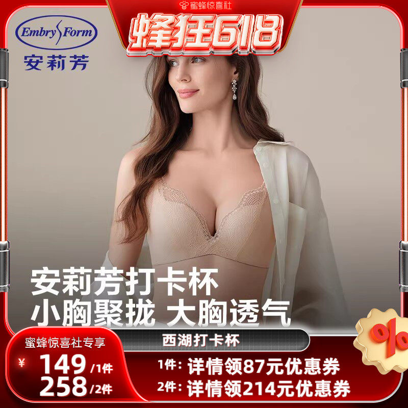 【蜜蜂惊喜社】 安莉芳打卡杯小胸聚拢女士蕾丝无钢圈内衣