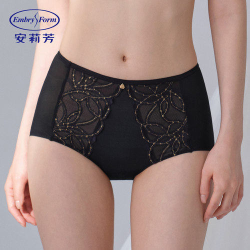 安莉芳专柜拼接蕾丝高腰平角裤舒适女士舒适包臀内裤E2W1009