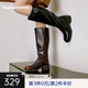 Toomanyshoes骑士勋章高跟棕色秋冬显瘦高筒骑士靴女