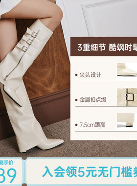 Toomanyshoes秋冬街头秀场厚底增高长筒时装靴尖头靴