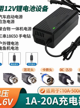 带风扇12.6V5A8A10A锂电池户外电源充电器12V电瓶机60A40A80A锂电