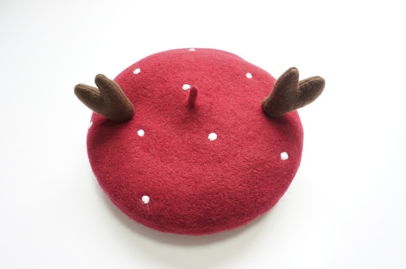 原创设计圣诞节贝雷帽枣红色麋鹿复古造型蘑菇帽 森系手工帽包邮,服饰配件/皮带/帽子/围巾,帽子,淘宝优惠券,粉丝福利购,淘宝优惠卷