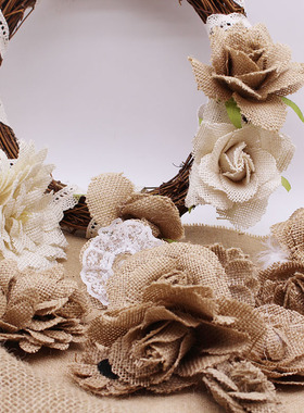 麻绳花边花朵 手工DIY材料装饰品 瓶子管子麻布幼儿园 环境创意