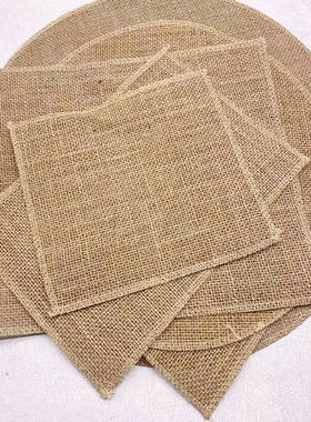 定制50密度上浆麻布片圆形 方形 装饰DIY背景材料