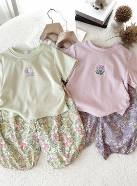 女童夏季柔软舒适棉质两件套