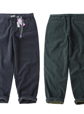 日系紫标5302冬季加绒加厚灯芯绒裤男宽松条绒锥形裤防风保暖长裤