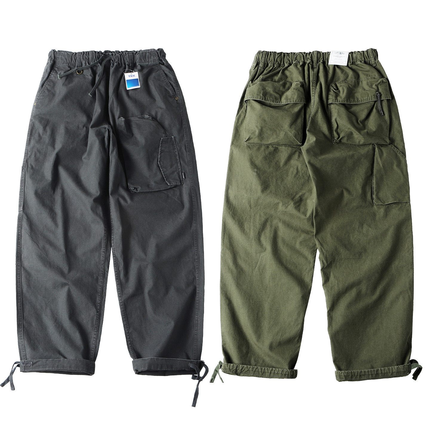 春秋季美式复古纯棉工装裤男宽松大口袋松紧腰可束脚水洗做旧长裤,男装,休闲裤,淘宝优惠券,粉丝福利购,淘宝优惠卷