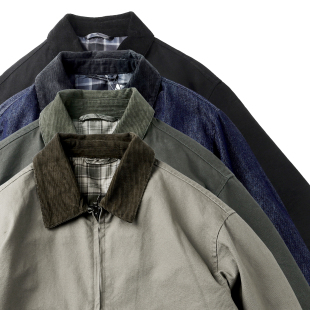 日常通勤撞色领谷仓风宽松直筒外套 夹克男女同款 秋季 巴恩风工装