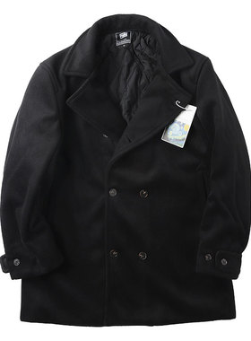 冬季复古毛呢海军大衣Peacoat户外防风保暖内里羊毛大衣厚实外套