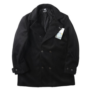 冬季复古毛呢海军大衣Peacoat户外防风保暖内里羊毛大衣厚实外套