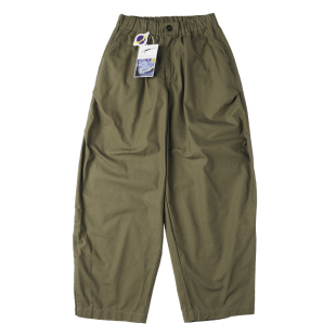 秋季纯棉美式复古工装裤男抽绳松紧腰军绿色阔腿裤宽松百搭长裤潮