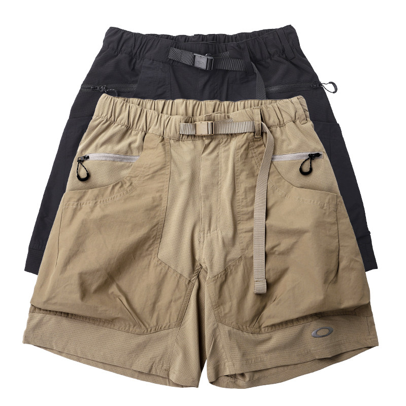 户外平替款速干工装短裤男款夏季拼接网眼透气宽松卡其色五分裤薄